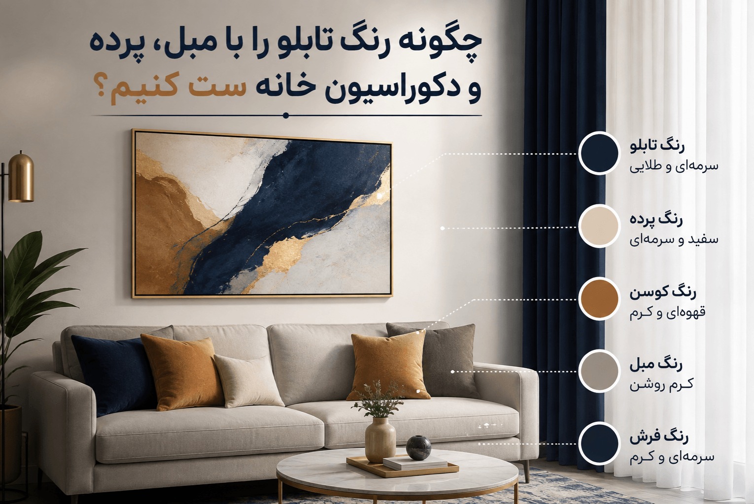 چگونه رنگ تابلو را با مبل، پرده و دکوراسیون خانه ست کنیم؟